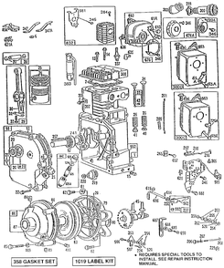 Cylinder,gearcase,mufflers Diagram and Parts List for 170432-2342-XX  Briggs and Stratton Engine